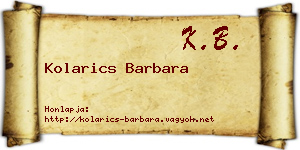 Kolarics Barbara névjegykártya